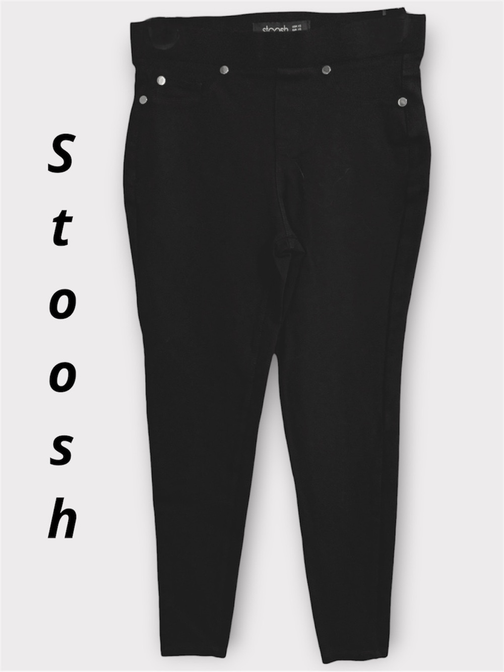 💡Stoosh Black Ponte Skinny Leg Elastic Waist Jeggings with Silver Accents